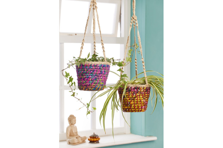 Recycled Sari Hanging Basket