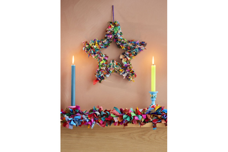 Recycled Sari Wreath Multicolour Star