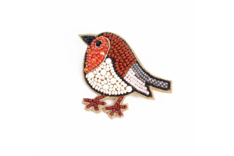Robin Beaded Brooch
