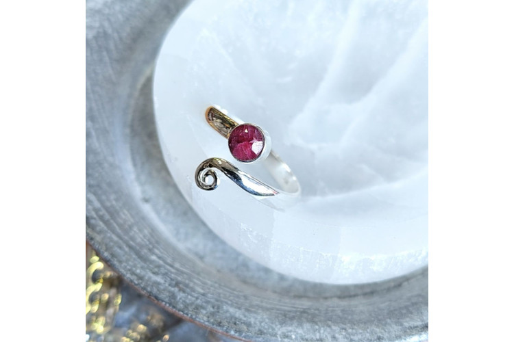 Silver Adjustable Ruby Ring