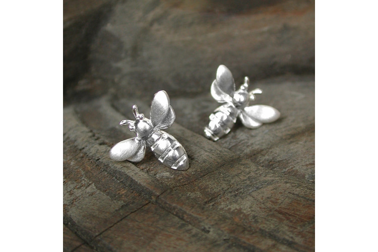 Pom Silver Bee Stud Earrings