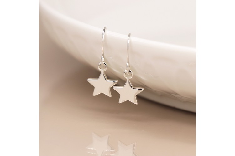 Silver Plated Little Star Drop Earrings