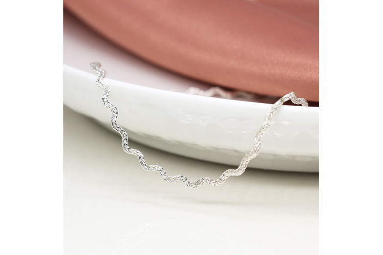 Silver plated textured wave chain necklace