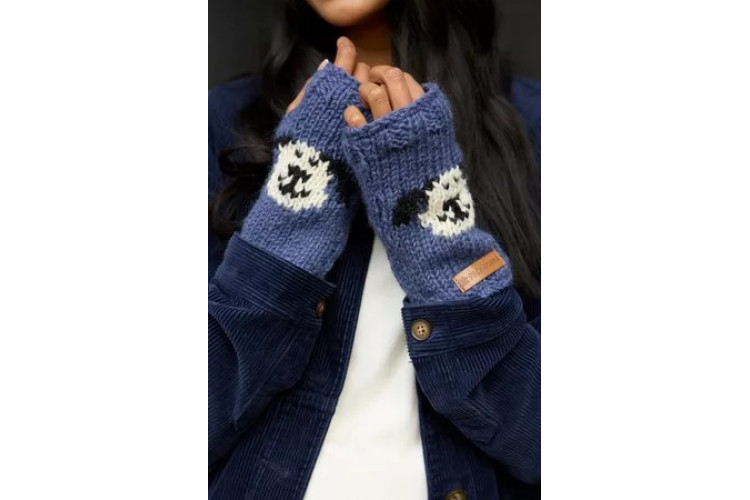 Smiley Dog Wristwarmers - Denim