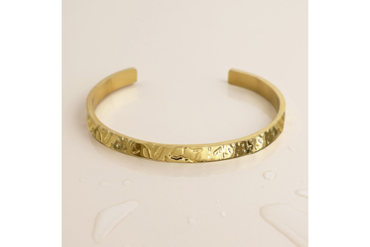 Stainless Steel Gold Plated Open Textured Bangle
