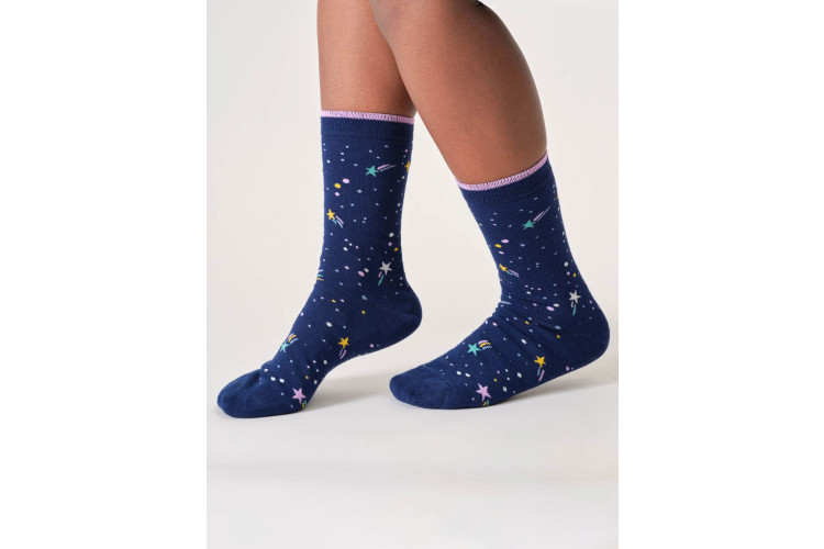 Stars And Moons Motif Bamboo Socks UK 4-7