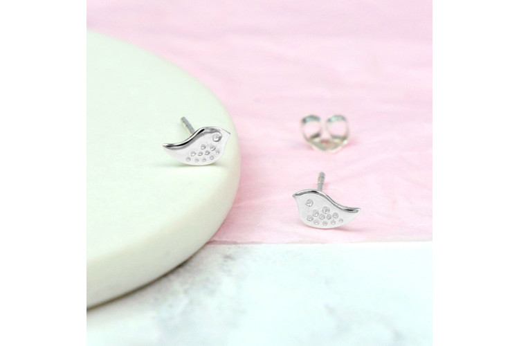 Pom Sterling Silver Bird Stud Earrings