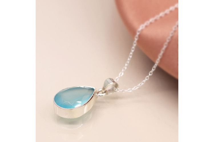 Sterling silver chalcedony teardrop necklace