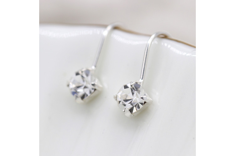 Sterling silver clear crystal little drop earrings
