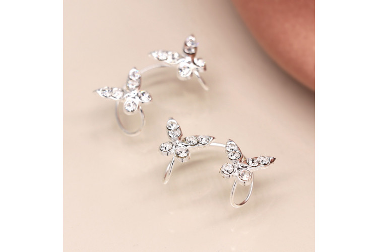 Sterling Silver Crystal Butterfly Ear-Cuff