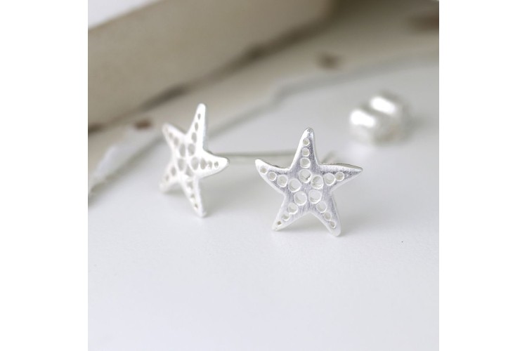 Pom Sterling silver dotty starfish earrings