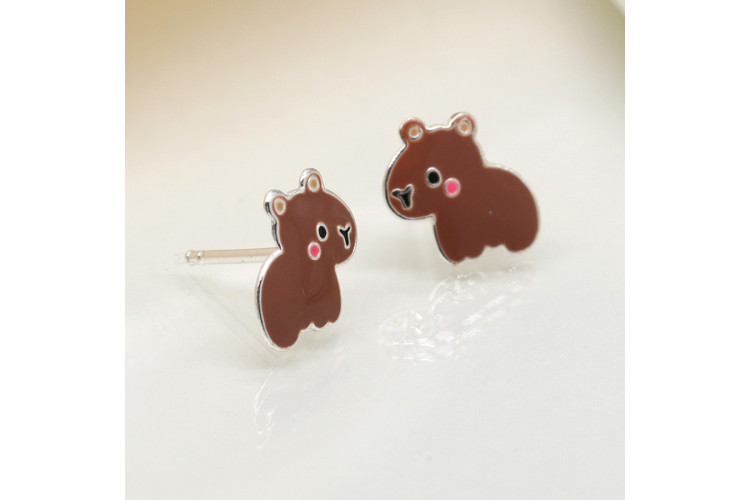 Sterling Silver Enamelled Capybara Earrings