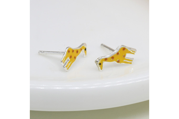 Sterling Silver Enamelled Giraffe Earrings
