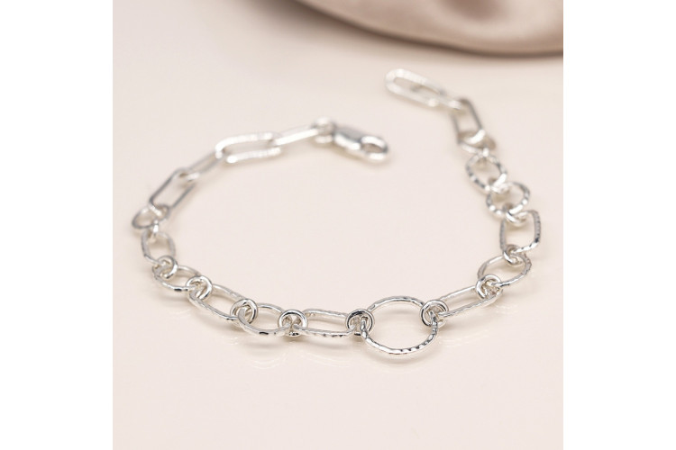 Sterling Silver Hammered Links Bracelet