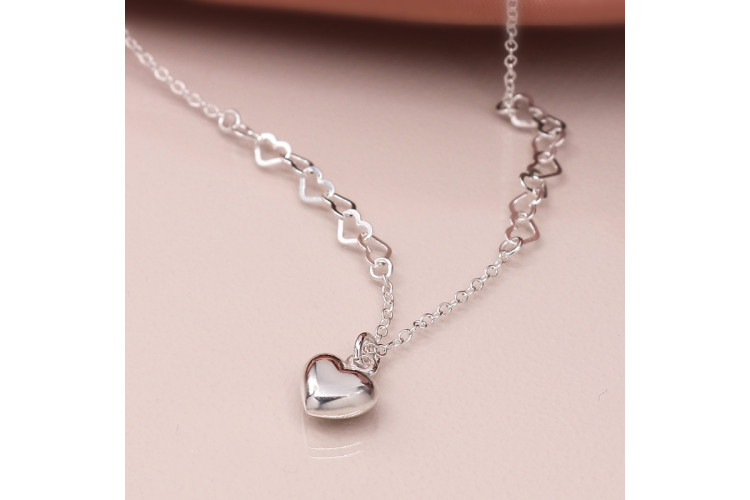 Sterling silver heart chain necklace