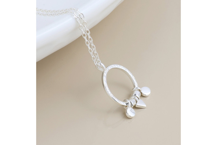 Sterling Silver Hoop & Triple Shape Charm Necklace