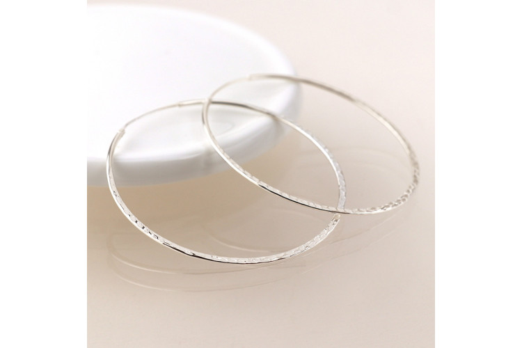 Sterling silver large hammered hoop earrings