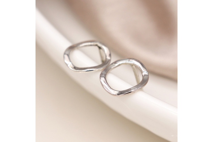 Sterling silver organic hoop stud earrings