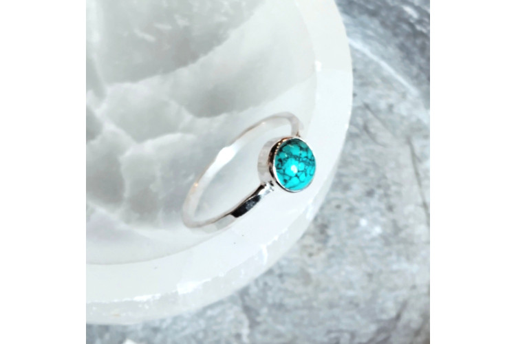 Sterling Silver Round Turquoise Ring