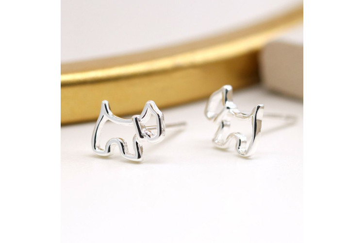 Sterling silver scottie dog stud earrings