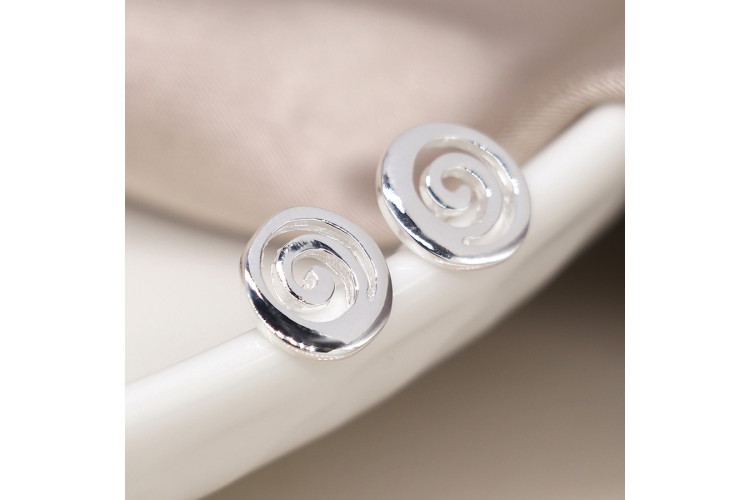 Sterling silver spiral stud earrings