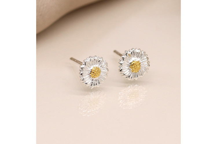Sterling silver sunflower studs with gold