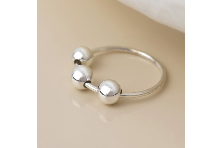 Sterling silver triple ball ring