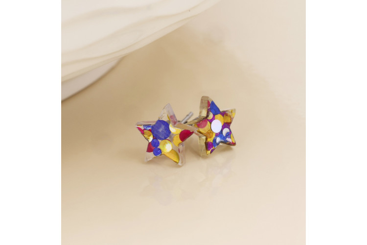 Sweetie tiny blue and red mix confetti star studs