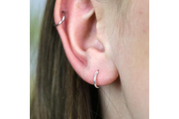 Tiny sterling silver creole sleeper hoop earrings