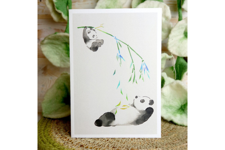 1 Tree Cards Baby Panda Bamboo Swing