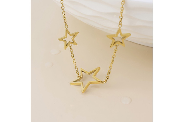 Twinkle Gold Plated Open Star Station Necklace