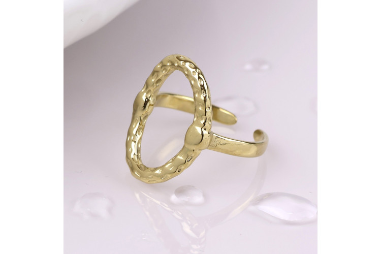 Waterproof gold plated beaten hoop ring