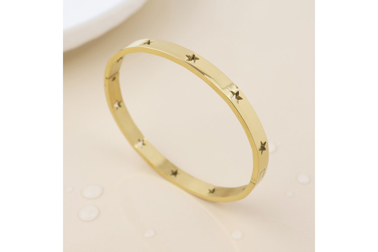 Waterproof gold plated cut out stars bangle