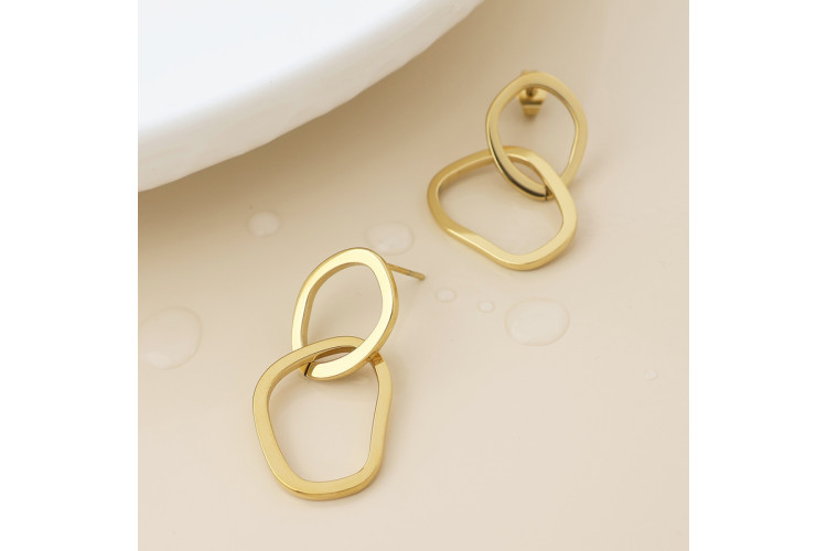 Waterproof Gold Plated Linked Organic Hoop Earrings