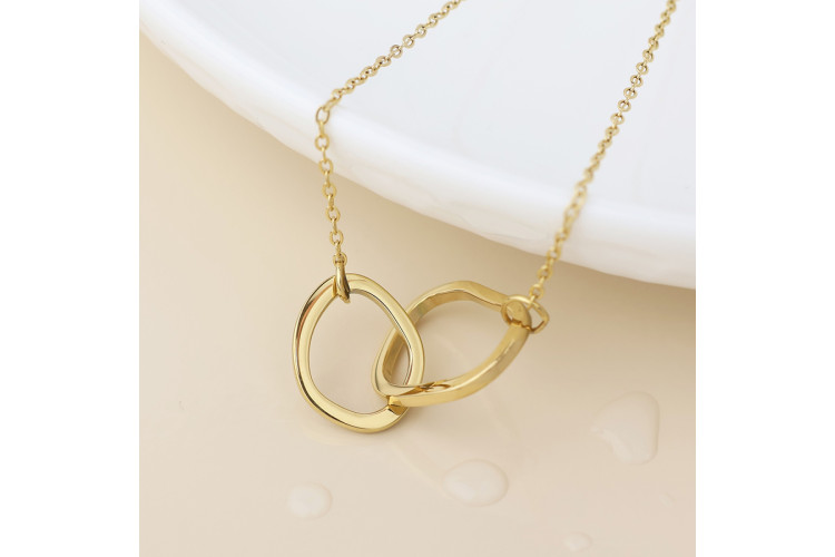 Waterproof Gold Plated Linked Organic Hoops Necklace