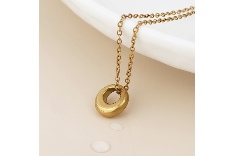 Waterproof Gold Plated Smooth Hoop Necklace