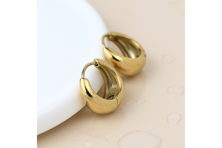 Waterproof Gold Plated Smooth Huggie  Hoop Earrings