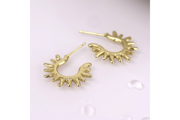 Waterproof gold plated sun hoop earrings