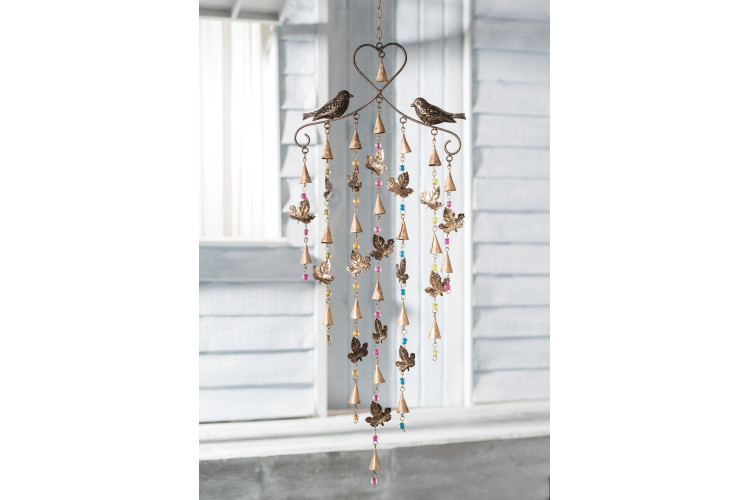 Windchime Mobile Decorated With Birds & Leaves