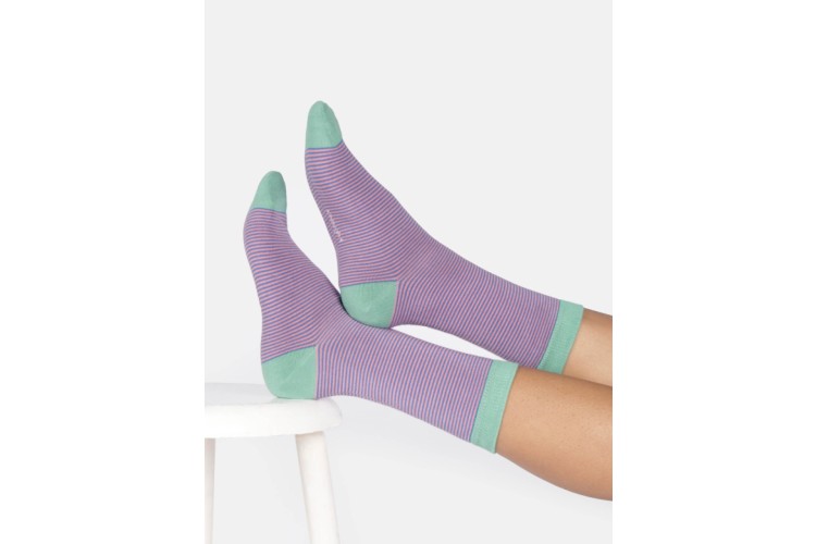 Womens Modal Striped Crew Socks